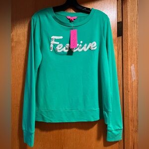NWT Lilly Pulitzer Rami sweatshirt Coconut Festive graphic Medium